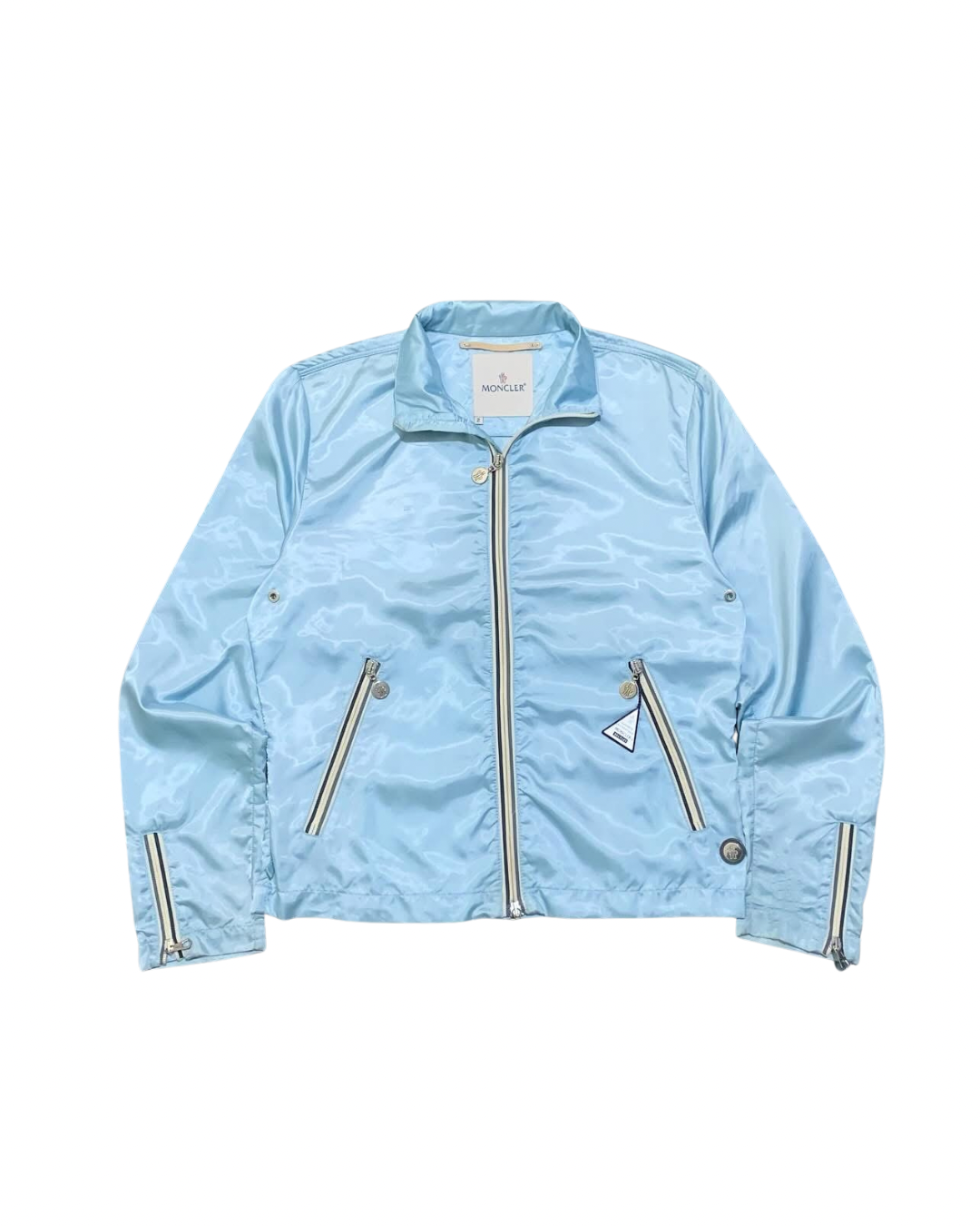 SS01/02 Moncler Light Blue Satin Bomber windbreaker Jacket