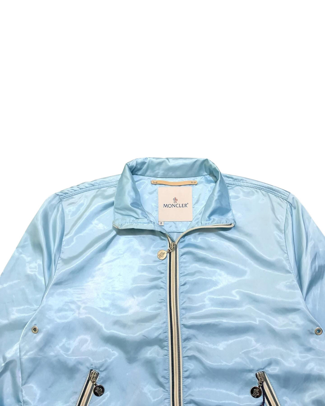 SS01/02 Moncler Light Blue Satin Bomber windbreaker Jacket